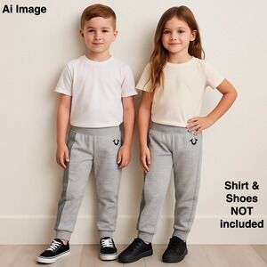 True Religion Kids 4 Sweatpants Joggers Gray‎ Mesh Side Logo Sporty Adventurer